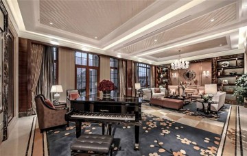 富丽堂皇的新古典风格120平米复式loft客厅吊顶装修效果图